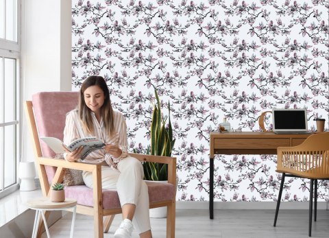 Tapeta Kwiaty Magnolii Akwarela