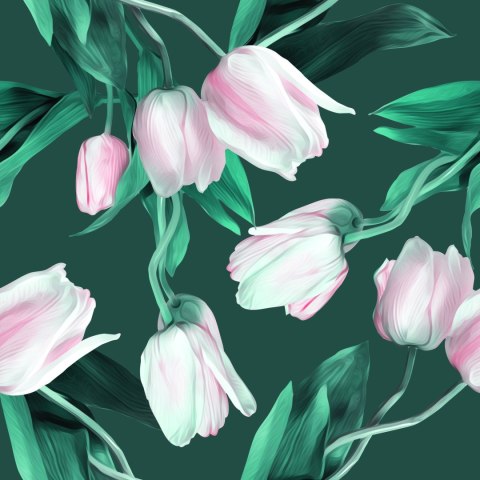 Tapeta Namalowany Bukiet Tulipanów