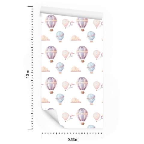 Tapeta Do Pokoju Dziecka, Pastelowe Balony, Chmury