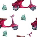 Tapeta Retro Skutery Malowane Akwarelą