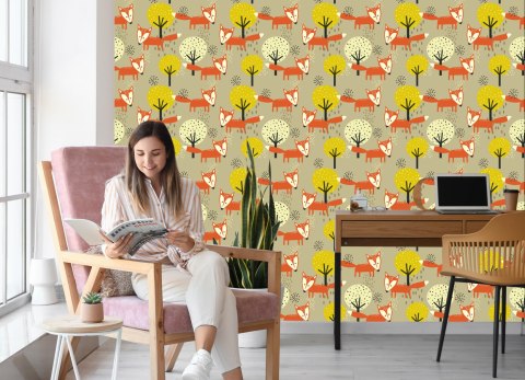 Tapeta Minimalistyczne Lisy I Drzewa