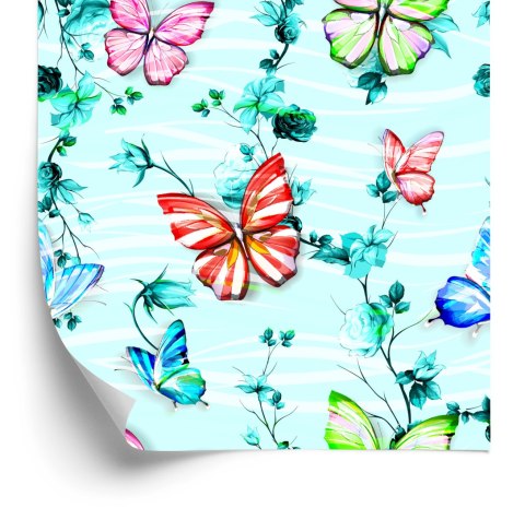 Tapeta Dla Dzieci, Motyle, Kwiaty, Zieleń, Liście