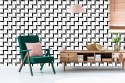 Tapeta 3D Geometryczna W Kratę Do Salonu, Biura