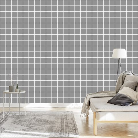 Tapeta Nowoczesna Minimalistyczna Szaro - Biała Krata