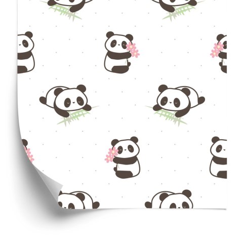 Tapeta Pandy Z Kwiatami
