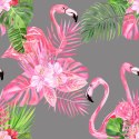 Tapeta Do Salonu, Flamingi, Ptaki, Zieleń, Liście
