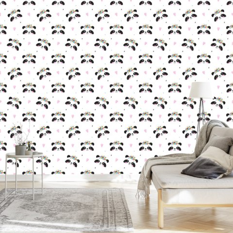 Tapeta Urocze Pandy Z Kwiatami