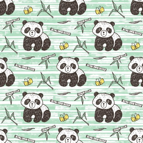 Tapeta Pandy Na Zielonym Tle
