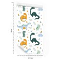 Tapeta Do Pokoju Dziecka Dinozaury, Liście, Kwiaty