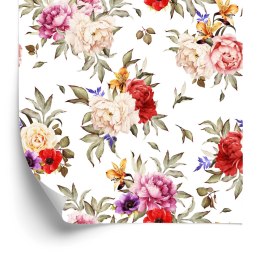 Tapeta Kolorowe Peonie - Akwarela