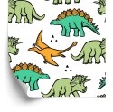 Tapeta W Kolorowe Dinozaury, Dla Dzieci
