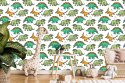 Tapeta W Kolorowe Dinozaury, Dla Dzieci