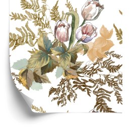 Tapeta Liście I Tulipany W Stylu Vintage