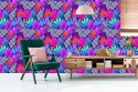 Tapeta Liście Na Wzorach Geometrycznych