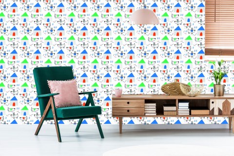 Tapeta Do Pokoju Dziecka Psy W Stylu Skandynawskim
