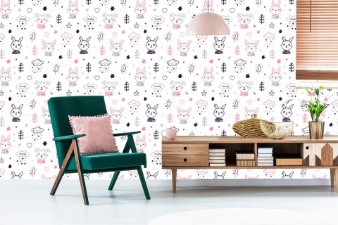 Tapeta Króliki Na Tle Kwiatów