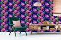 Tapeta Do Salonu, Ptaki, Flamingi, Kwiaty, Rośliny