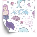 Tapeta Kolorowe Syrenki I Delfiny