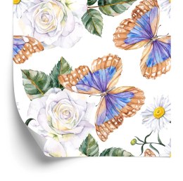 Tapeta Do Kuchni, Róże Kwiaty Zieleń Motyle Natura