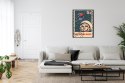 Plakat Znaczek Pocztowy Vintage Z Astronautą I Ziemią Rama Aluminiowa Kolor Czarny