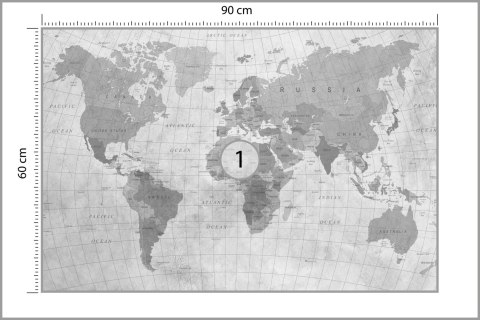 Fototapeta Mapa Świata Teksturowanej Monochromatyczne