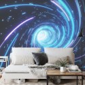 Fototapeta Flying Inside Digital Data Tunnel. Futuristic Abstract Background With Neon Rays. Concept For Big Data, Blockchain, C