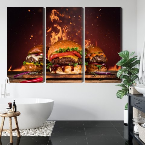 Obraz Wieloczęściowy Smaczne Hamburgery