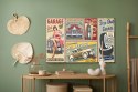 Obraz Na Płótnie Kolaż Starych Płyt Z Retro Samochodami