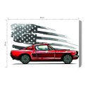 Obraz Na Płótnie Samochód Sportowy Na Szarym Tle Retro Flagi Usa