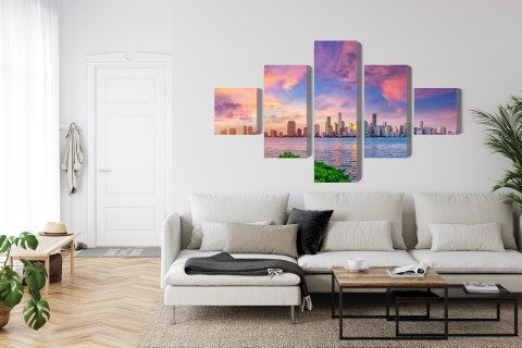 Obraz Wieloczęściowy Panorama Miami Podczas Zachodu Słońca