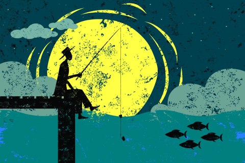 Obraz Na Płótnie Nocne Wędkowanie