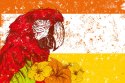 Obraz Na Płótnie Papuga Ara Z Kwiatami W Stylu Retro