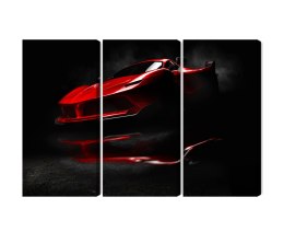 Obraz Wieloczęściowy Czerwony Samochód Sportowy 3D