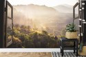 Fototapeta Landscape Nature View Background. View From Window At A Wonderful Landscape Nature View With Rice Terraces And Space 