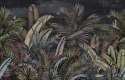 Fototapeta Pattern Wallpaper Jungle Tropical Drawings Of Palms Trees And Birds Of Different Colors With Birds And Black Backgrou