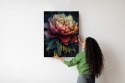 Plakat Abstrakcyjna Piwonia Na Ciemnym Tle
