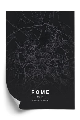 Plakat Mapa Rzymu W Minimalistycznym Stylu