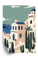 Plakat Architektura I Roślinność Na Wyspie Santorini