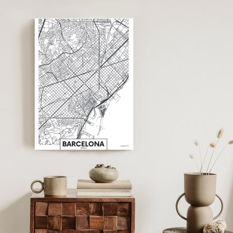 Plakat Czarno-Biała Mapa Barcelony