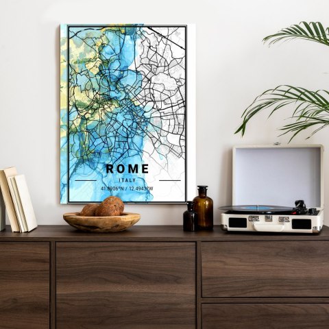Plakat Mapa Rzymu Na Abstrakcyjnym Marmurowym Tle