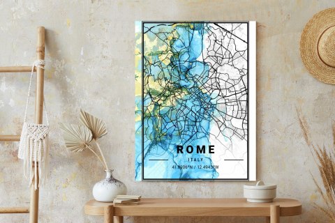 Plakat Mapa Rzymu Na Abstrakcyjnym Marmurowym Tle