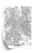 Plakat Rzym Czarno Biała Mapa Miasta