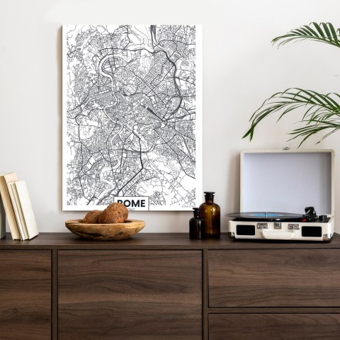 Plakat Rzym Czarno Biała Mapa Miasta