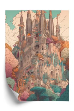 Plakat Sagrada Familia Kolorowa Ilustracja