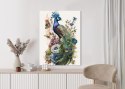 Plakat Elegancka Grafika Z Kwiatami I Pawiem