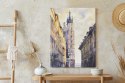 Plakat Florianska Street In Old Town, Kracow, Poland With Miariacki Church In Background.picture Created With Watercolors.