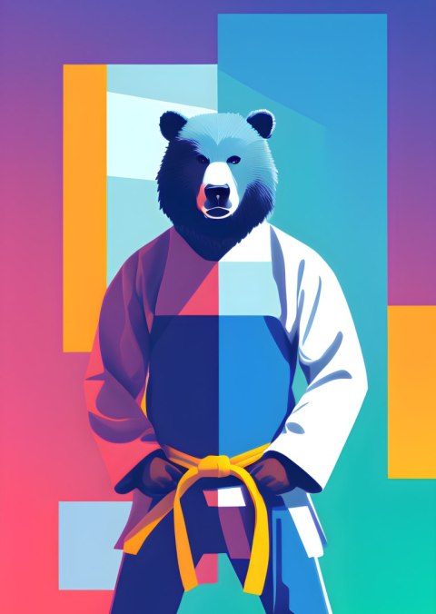 Plakat Miś W Ubraniu Karate