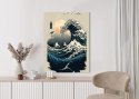 Plakat Abstrakcyjny Krajobraz Z Falą W Stylu Japońskim