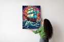 Plakat Abstrakcyjny Statek Na Wzburzonym Morzu