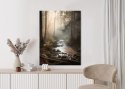 Plakat Rzeka W Lesie W Mglisty Poranek